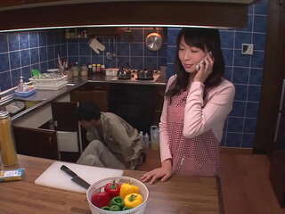 Unsatisfied japanese housewife seduces two handymen